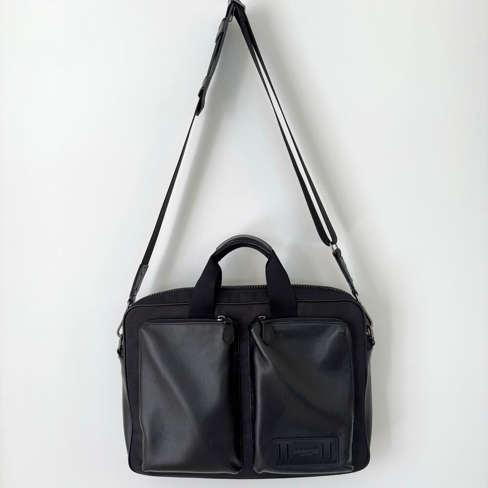 Coach Rider Briefcase Leather Nylon Business Travel Laptop Bag Black 6705 - Picture 2 of 16